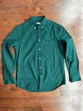 Zara Medium Oxford Button Down Green Shirt